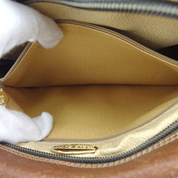 GUCCI Shoulder Bag Logo Plate Gray Gray PVC x Leather Authentic USED - Picture 8 of 11